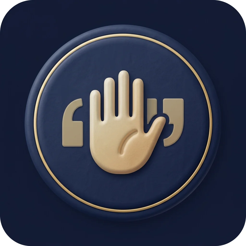Stop-hand medallion representing sexual harassment advocacy